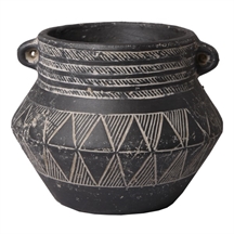 Accantus antique sort keramik krukke